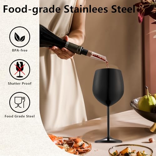 Unbreakable Stainless Steel Wine Glasses Set of 4 (2 Count)