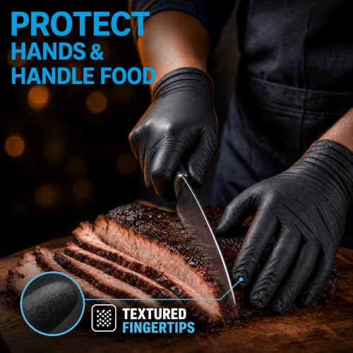 Nitrile Gloves Disposable Rubber Latex Gloves Black Nitrile Latex Gloves Small Black Rubber Gloves Disposable Cleaning Mechanic Gloves HEAVY DUTY 6 Mil Nitrile Gloves (1000 Count)