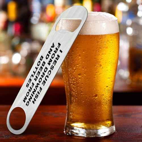Funny Saying Stainless Steel Bottle Opener Black White Lettering Flat Beer Bottle Opener Keychain for Home Kitchen Bar Restaurant Party Birthday Gift