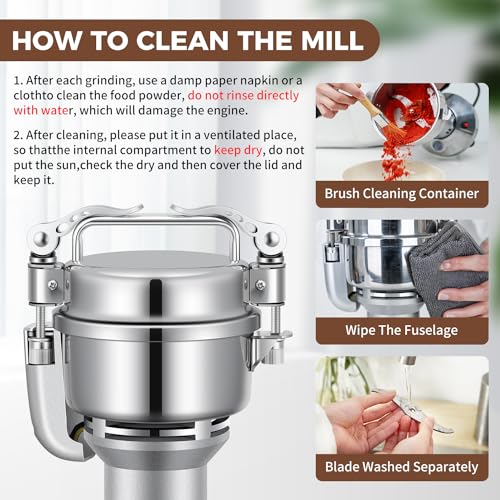 Grain Mill 150g Commercial Spice Grinder Electric 650W Stainless Steel Pulverizer Dry Grinder for Grinding Wheat
