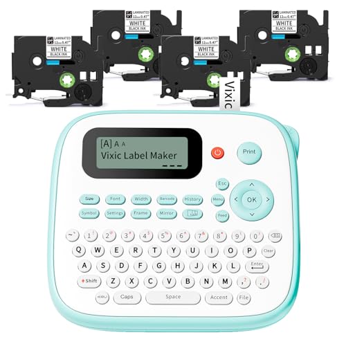 Label Maker D210S Label Maker Machine with 4 Tapes (4 Count (26.2 ft each))