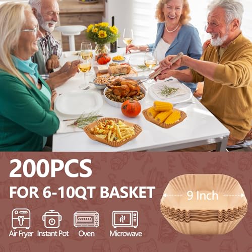 200 Pack 9 Inch Air Fryer Parchment Liners