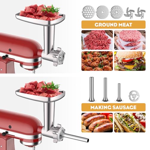 Metal Meat Grinder and Cheese Grater Set for KitchenAid Mixers (2 Count)