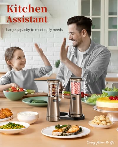 Electric Salt and Pepper Grinder Set with Storage Base (2 Count)