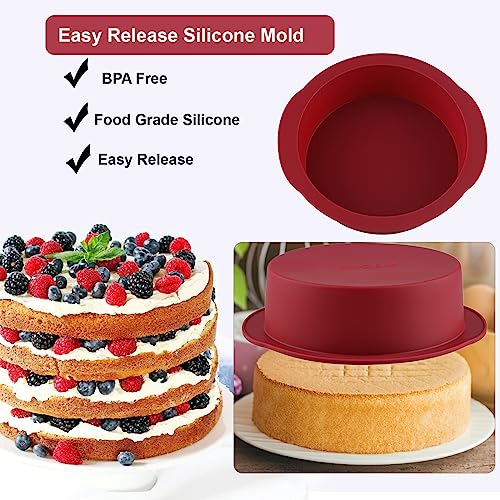 8 inch Silicone Round Cake Pans Set of 3 (3 Count)