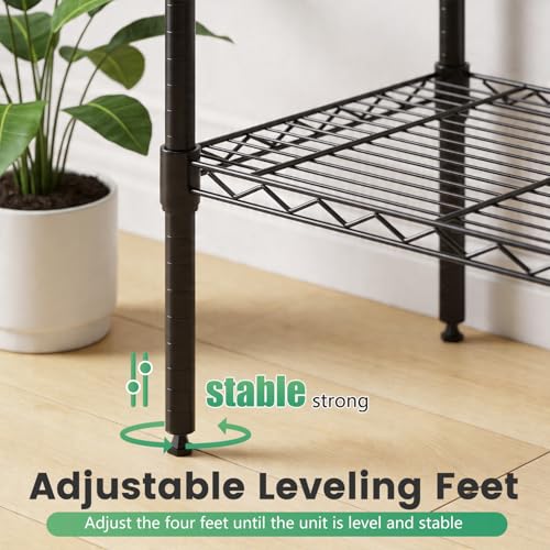 16" D×42" W×72" H Wire Shelving Unit Commercial Metal Shelf with 6 Tier Adjustable Layer Rack Strong Steel for Restaurant Garage Pantry Kitchen Garage