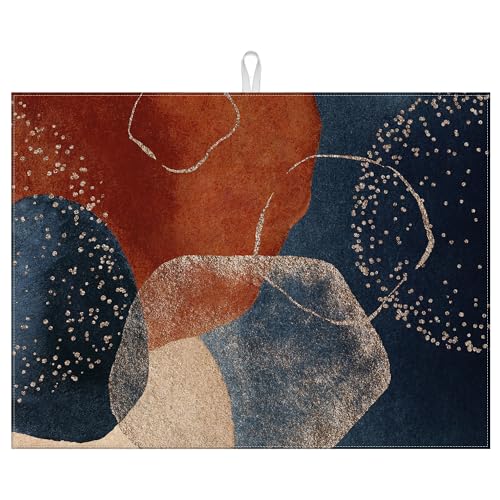 Abstract Stones Art Dish Drying Mat for Kitchen Counter Microfiber Absorbent Dish Kitchen Drying Mat Draining Reusable Washable for Dishes