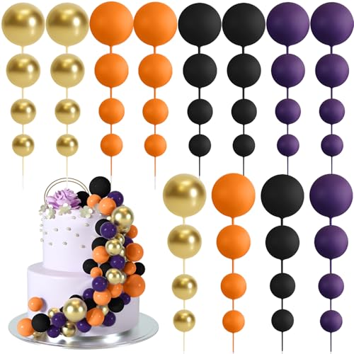48 Pcs Balls Cake Topper Decorations Balloon Cupcake Toppers Foam Cake Topper Balls Cake Balls Decorations for Halloween Birthday Party Wedding Cake Decorating (48 Count)