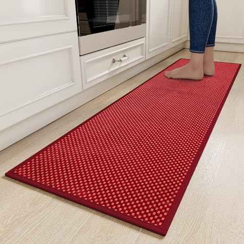 Kitchen Runner Rugs Non Slip Washable Long Kitchen Mats Red 17"x59"