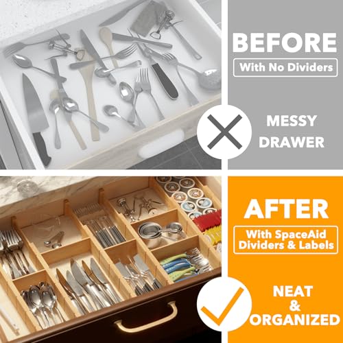Bamboo Drawer Dividers with Inserts and Labels