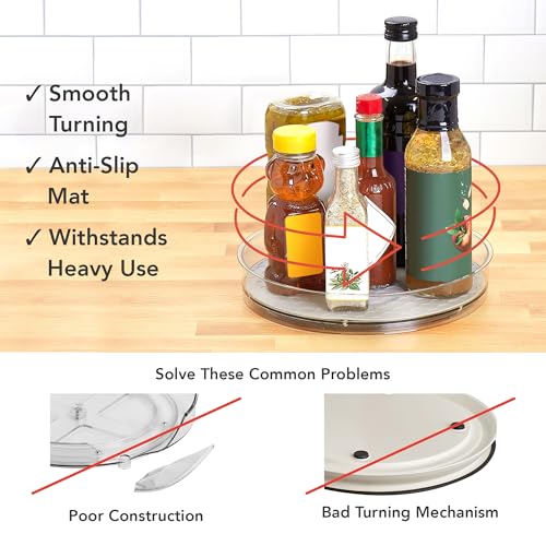 Medium Lazy Susan Organizer 9.5 in for Cabinet Refrigerator Pantry Table Rotating Kitchen Storage Spice Rack Fridge Organization