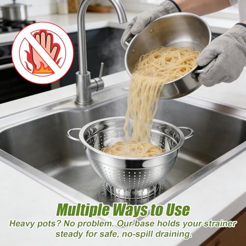Stainless Steel Colander Set with Handles & Self
