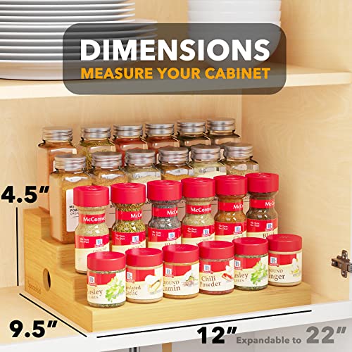 4 Tier Bamboo Spice Rack Organizer for Cabinet