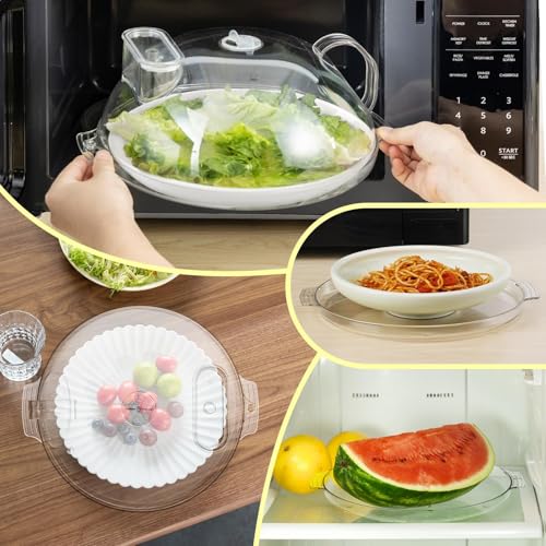 10" Clear Microwave Splatter Cover Water Steamer Integrated Handle