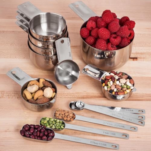 Stainless Steel Measuring Cups and Spoons Set