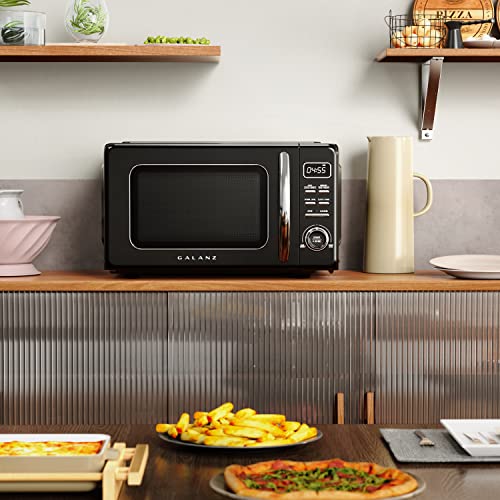 GLCMKZ09BKR09 Retro Countertop Microwave Oven with Auto Cook & Reheat