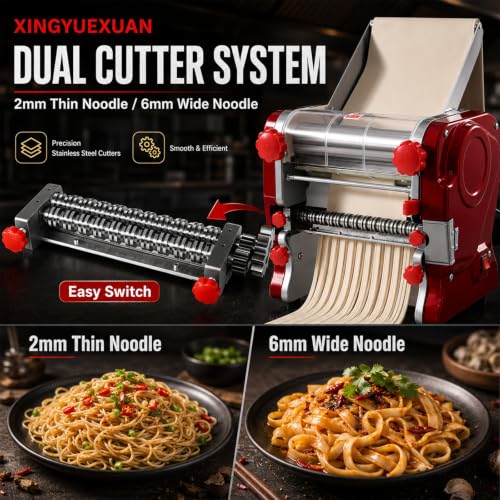 Electric Pasta Making Machine Commercial Noodle Spaghetti Maker Dough Roller with 2mm