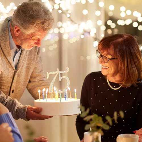 75th Birthday Decorations Cake Topper Gold Birthday Decorations for Women