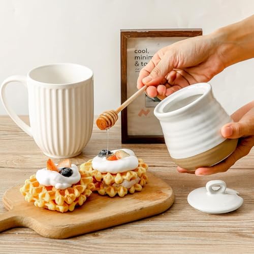 Ceramic 12 Ounce Honey Jar and Dipper Set