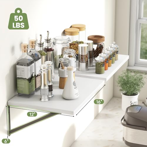 16W x 12D Deep Floating Shelves Set of 4 White (4 Count)