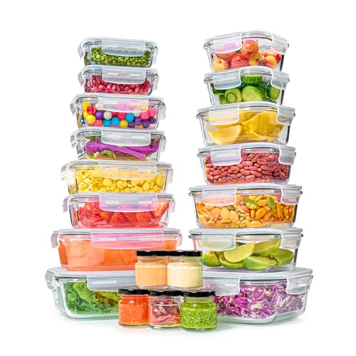 40pc Set Glass Food Storage Containers & Bowls with Airtight Lids (40 Count)
