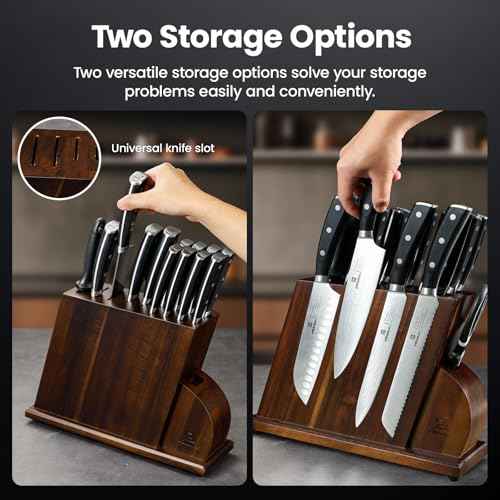 15 PC Magnetic Knife Sets for Kitchen with Block (15 Count)