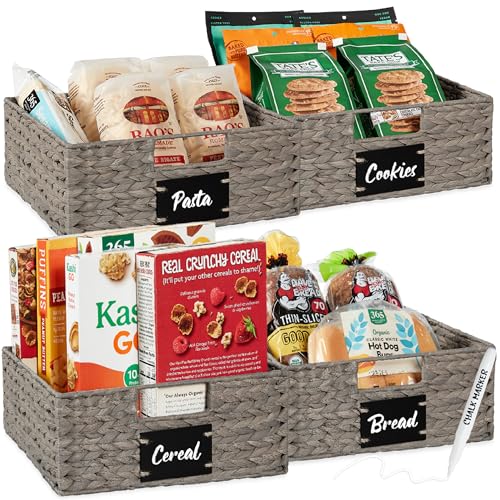 Set of 4 13x12in Water Hyacinth Pantry Baskets (4 Count)