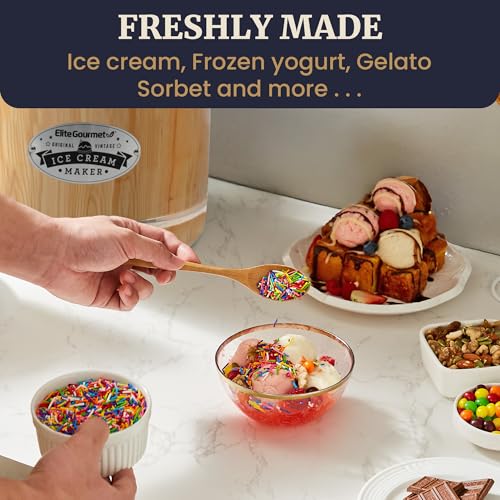EIM402 4Qt Old Fashioned Wood Bucket Ice Cream Maker