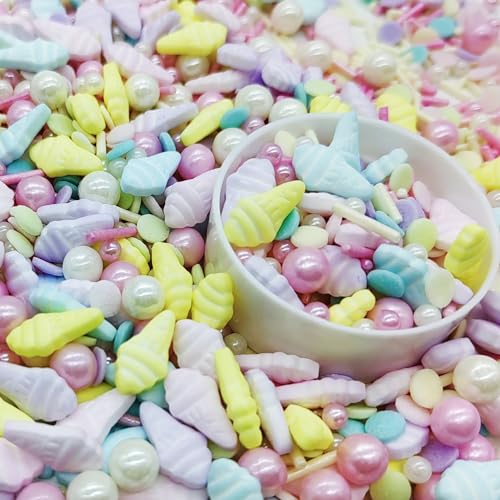 Ice Cream Sprinkles Candy Mix Size Edible Pearls Cake Decorations Cupcake Toppers Cookie Decorating Perfect for Wedding Party Valentine Halloween Christmas Supplies 4.58OZ (4.58 Ounce)