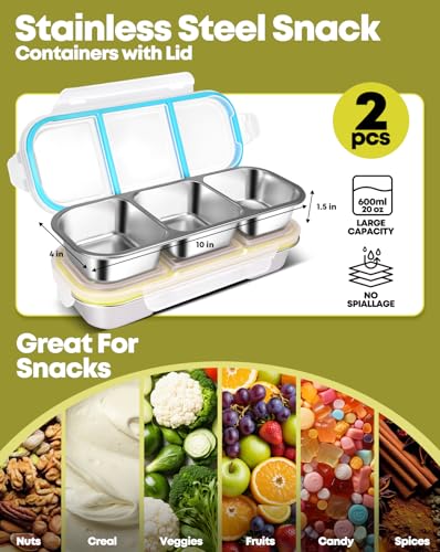 2 Pack Stainless Steel Snack Containers (2 Count)