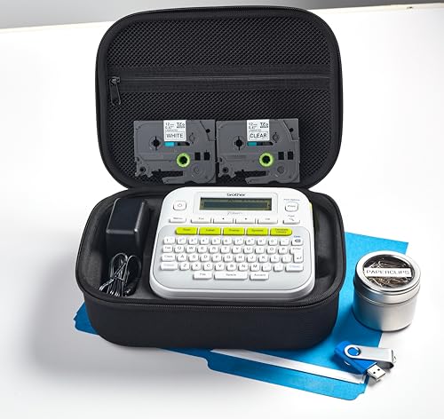 PT D210SV Monochrome Label Maker Bonus Bundle Comes with a Protective Carrying case