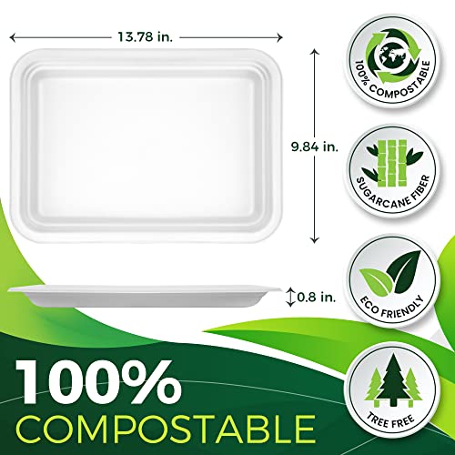 50Pack 14" Heavy Duty Disposable Rectangle Food Trays