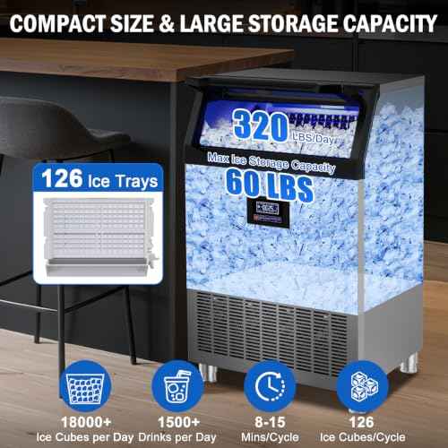 320 lbs High Output Commercial Ice Maker Undercounter Built