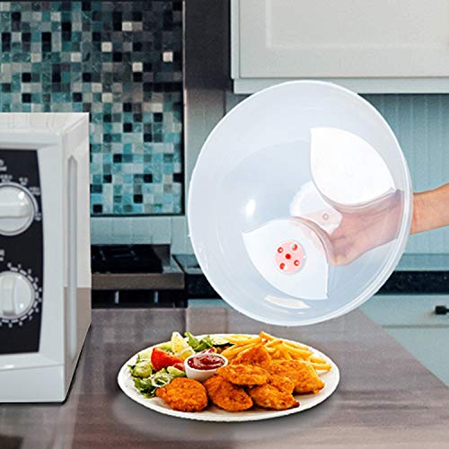 Large Microwave Cover for Food Easy Grip Microwave Splatter Cover Guard Lid with Steam Vent and BPA Free & 11.5 Inch