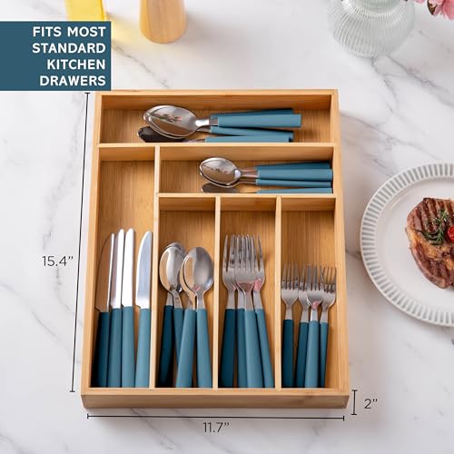 Bamboo Kitchen Utensil Set with Drawer Organizer