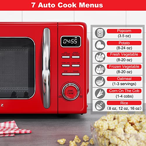 GLCMKZ09RDR09 Retro Countertop Microwave Oven with Auto Cook & Reheat