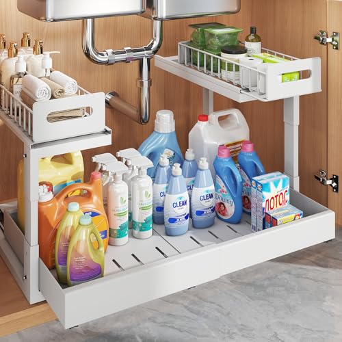 1 Pack Expandable Under Sink Organizers Storage With Upgrade Ball