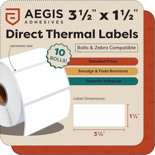 3.5" X 1.5" Direct Thermal Labels (10 Count)