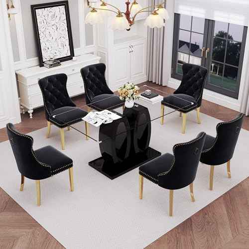 63" Glass Dining Table Set for 6 (7 Count)
