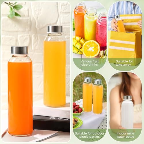 12 Pack Glass Water Bottles with Sleeves (12 Count)