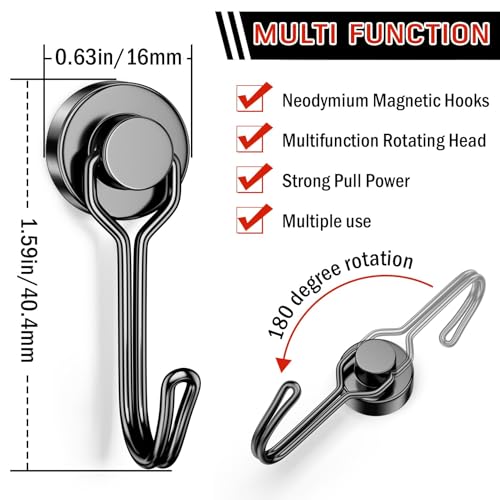 50 Pack Black Magnet Hooks (50 Count)