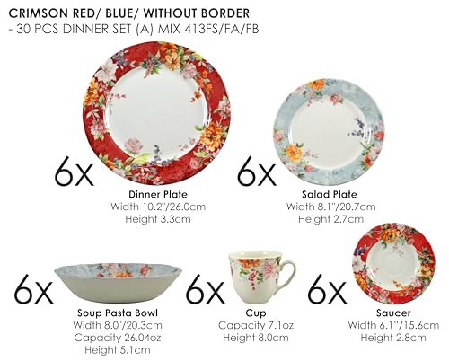 30 Piece Porcelain Dinnerware Set for 6