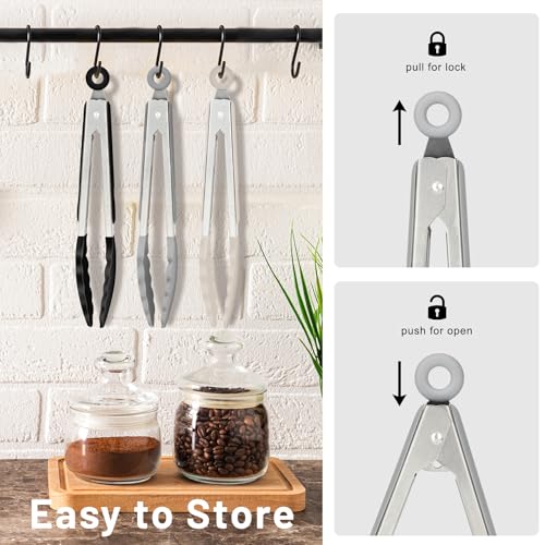 7 Inch Mini Silicone Kitchen Tongs