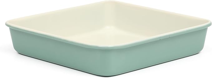 Martha Stewart Gallen 9 Inch Square Nonstick Carbon Steel Cake Pan - Teal Durable Baking Pan for Cakes, Brownies & Desserts