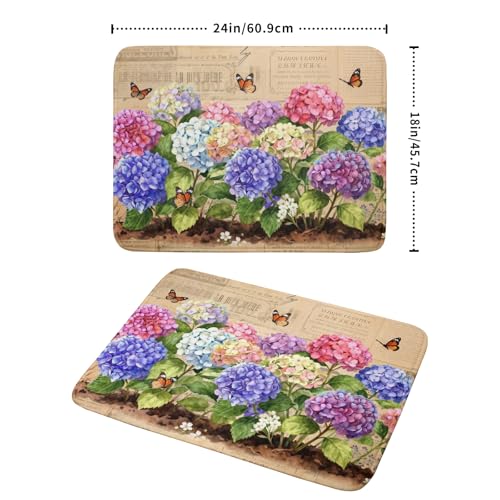 Vintage Flowers Dish Drying Mat Large 24 X18 Hydrangea Microfiber Drying Matt Kitchen Counter