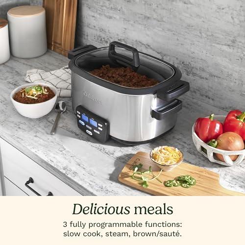 3-In-1 Cook Central 6-Quart Multi-Cooker: Slow Cooker, Brown/Saute, Steamer, MSC-600 NAS, Silver