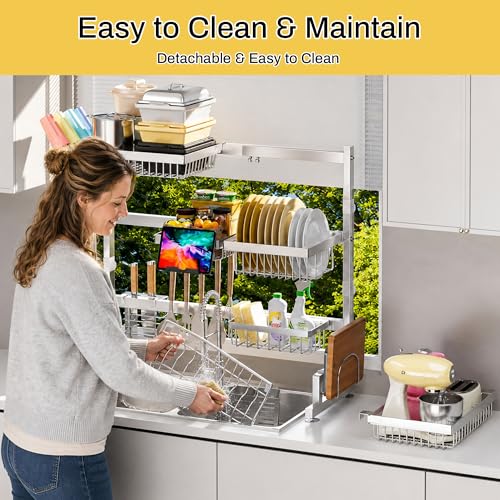 Luxurious 304 Stainless Steel Over Sink Dish Drying Rack