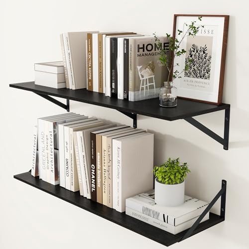 36W x 12D Deep Floating Shelves Set of 2 Black (2 Count)