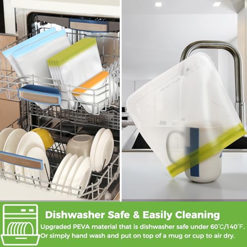 9 Pack Reusable Gallon Freezer Bags Dishwasher Safe