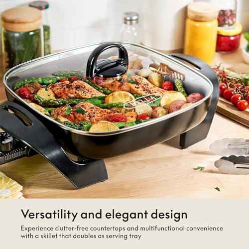 12x12 Electric Skillet & Frying Pan with Glass Lid